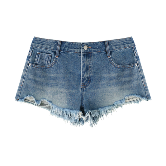 1022 DEPARTURES Women's Vintage Wash Raw Hem Denim Shorts